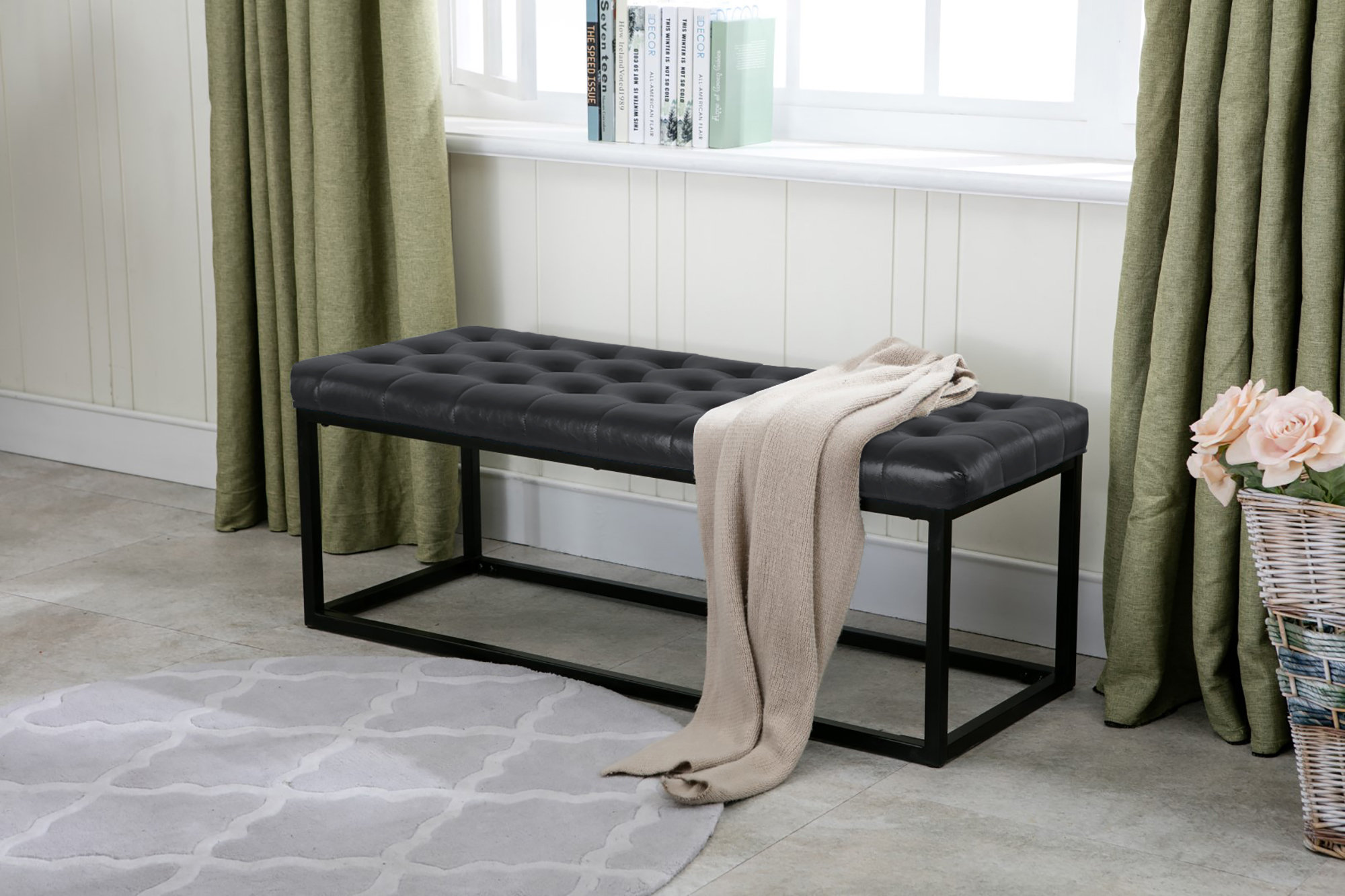 Holtman+Faux+Leather+Bench+